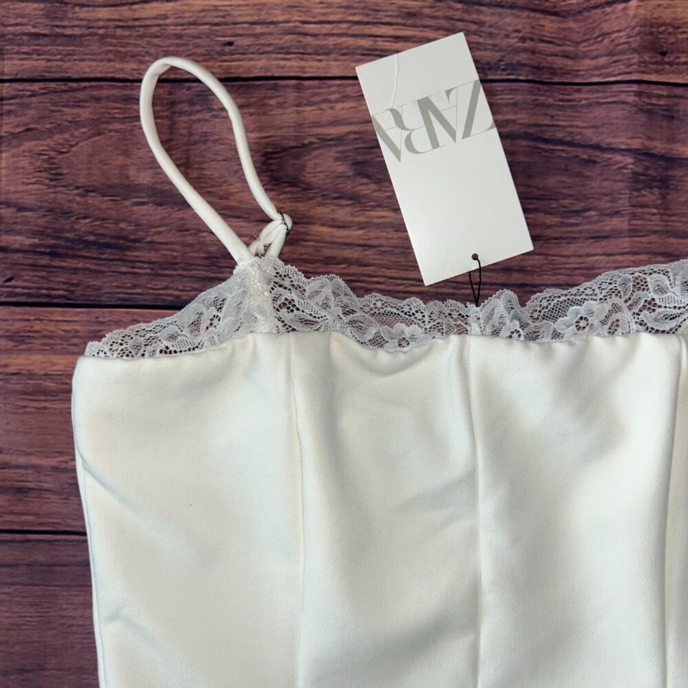 Zara White Lace Trim Camisole Top - New with Tags - Picture 3 of 11